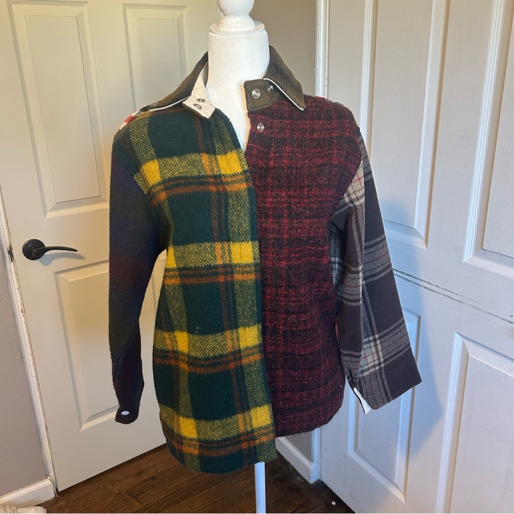 Free People Anthropologie Carleen Ardmore plaid patchwork jacket blazier button - Picture 4 of 7